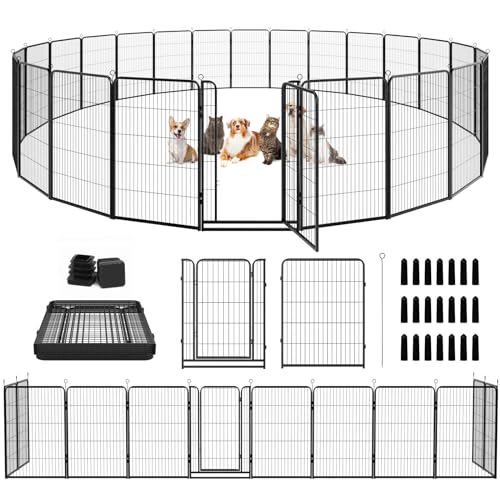 Dog Playpen Outdoor Extra Wide 12 Panels Heavy Duty 40" Height with Doors Portable G77703