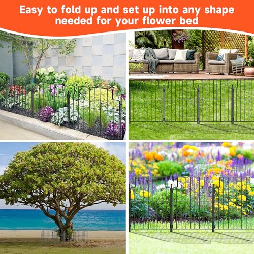 10Pack Decorative Garden Fence, 21in x10.83ft, Rustproof Metal Animal Barrier H73601
