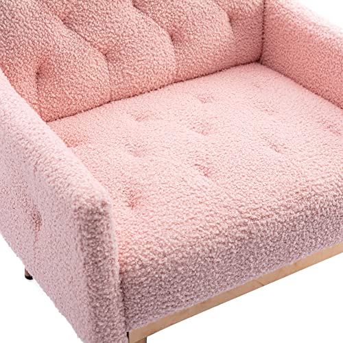 SSLine Velvet Accent Chair with Golden Metal Legs, Rose Red M89596