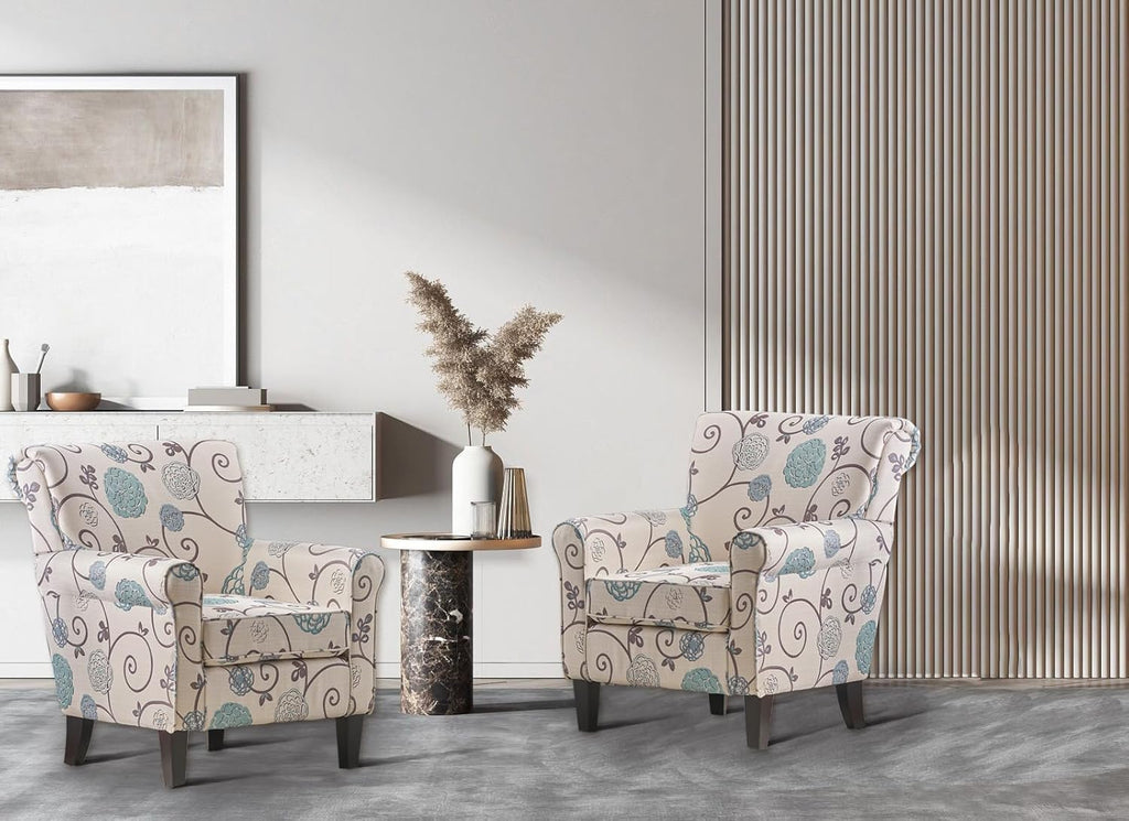 Millies Patterned Fabric Sofa Modern Chic Couch with Wooden Metal Legs V669