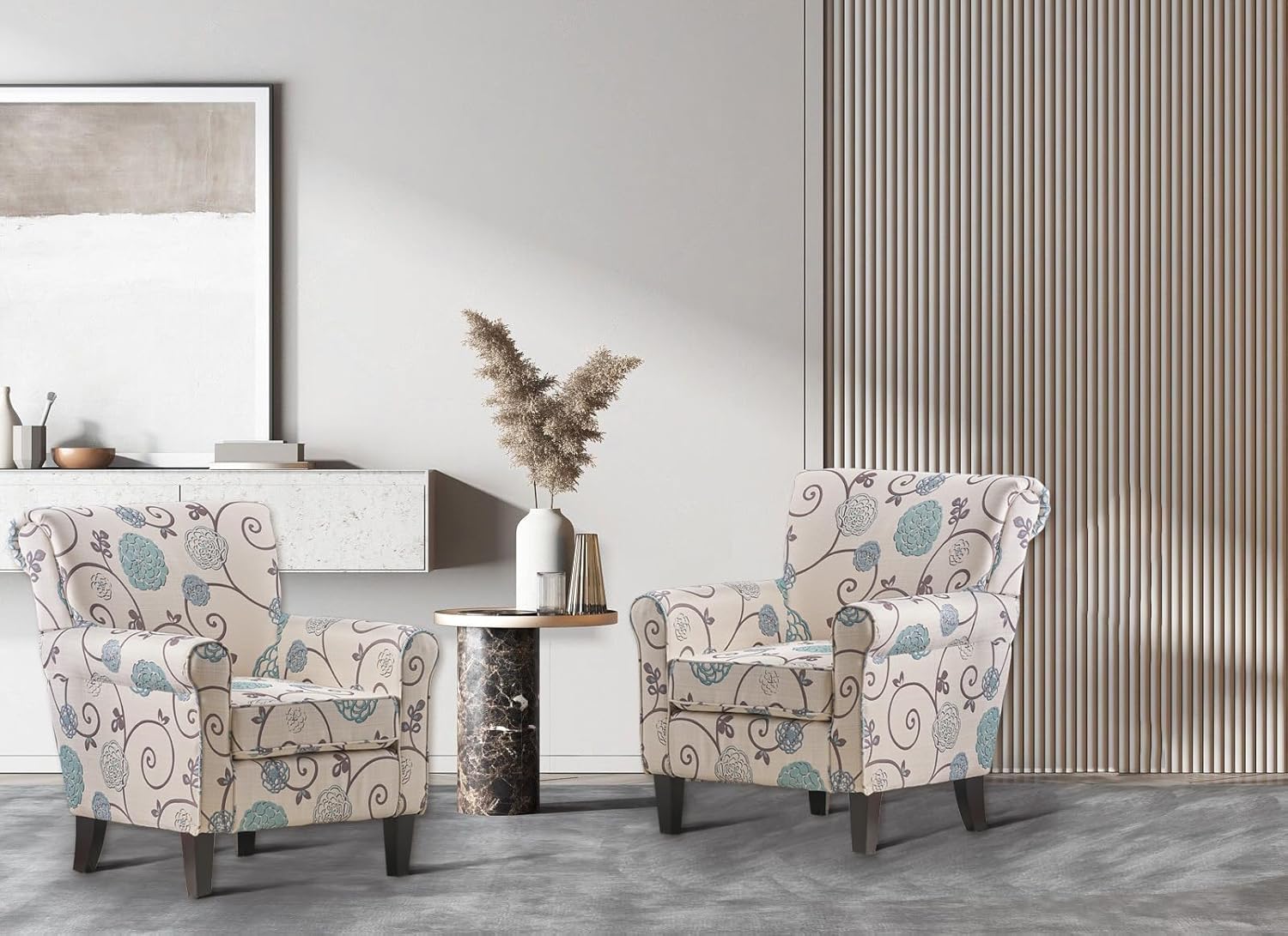 Millies Patterned Fabric Sofa Modern Chic Couch with Wooden Metal Legs V669