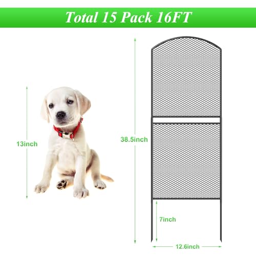 Skcoipsra Decorative Garden Fence 10 Pack, 37.5in H x 10.8ft L, Rustproof Metal Animal Barrier R288