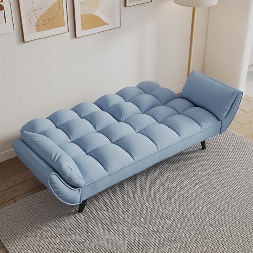 74" Modern Velvet Convertible Sleeper Futon Sofa Bed with Memory Foam, Black Z895656