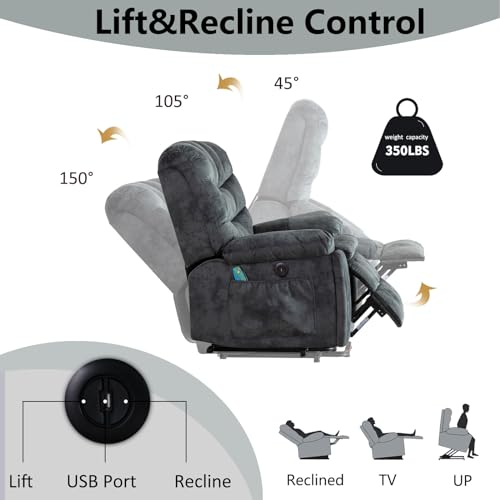 Phoenix Home Power Lift Chair Recliner with Massage and Heat, Green Grey C249534
