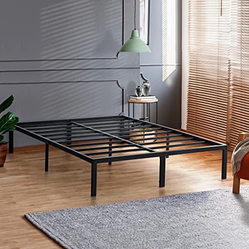 PrimaSleep 18 Inch Heavy Duty Steel Slat Bed Frame, Full, Black P73898