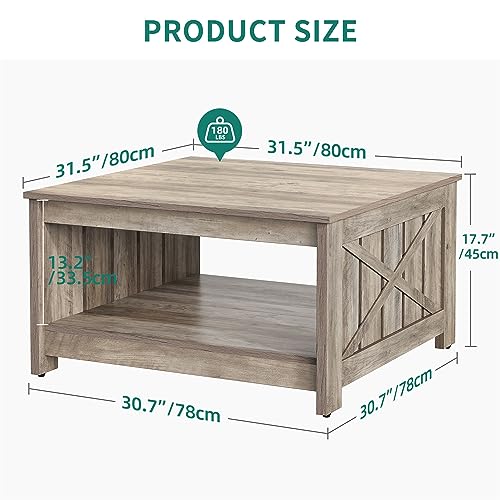 YITAHOME Farmhouse Coffee Table with Storage, Rustic Wood, Brown U567502