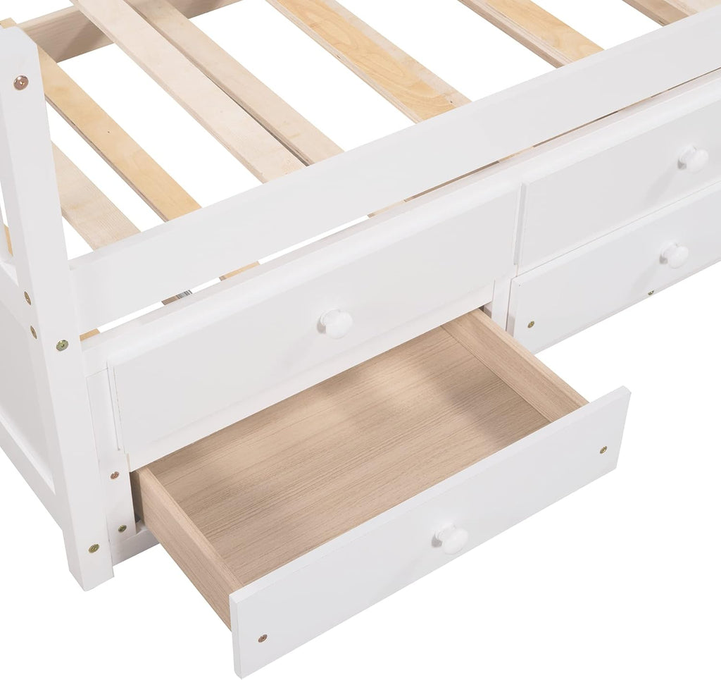 Harper & Bright Designs Twin Daybed with Trundle and Storage Drawers, White N417