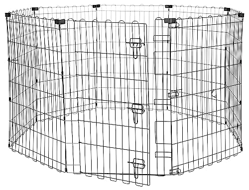 Amazon Basics Foldable Octagonal Metal Dog Playpen, Extra Large, Black G18040