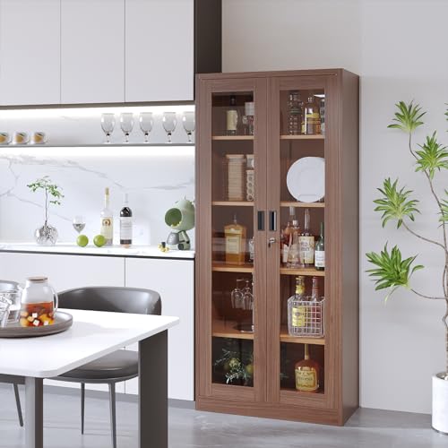 Metal Storage Cabinet with Doors and Shelves, 71" Locking Steel, White L799