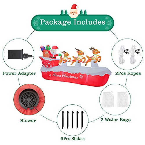COOLWUFAN 6 FT Christmas Inflatables Santa Claus with Gifts Bag, LED Lights Outdoor Yard Decoration T979