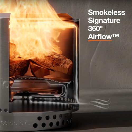 Solo Stove Bonfire 2.0 with Stand, 19.5 Inch Smokeless Fire Pit, Stainless Steel B458941