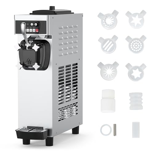 Commercial Ice Cream Maker Machine, 1200W 4.7-5.8Gal/H Auto Clean Single Flavor Soft Serve Ice Cream Machine with 7L Hoppers Countertop Ice Cream Machine for Home Bars and Restaurants