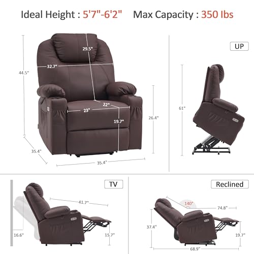 MCombo Power Lift Recliner Chair for Elderly with Heat and Massage, Faux Leather, Black V60394