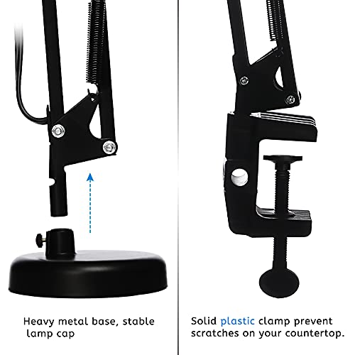 LED Desk Lamp with Clamp, Swing Arm, 6500K, Black Q7888