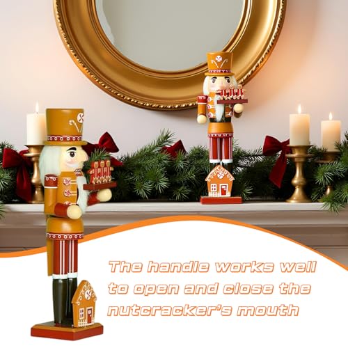 Gingerbread Nutcracker Figure 14 Inch Christmas Wooden Decor K36734