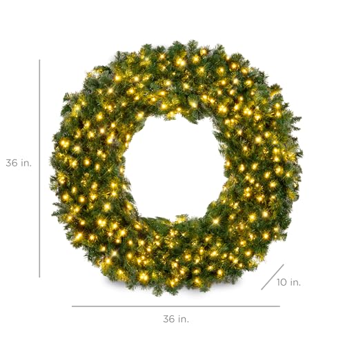 Best Choice Products 60in Pre-Lit Fir Christmas Wreath with 300 LED Lights E577048