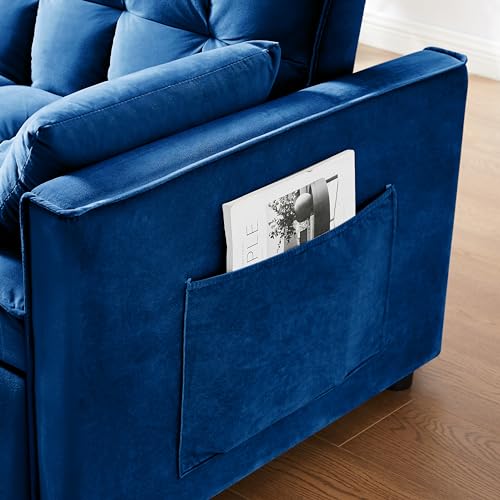3-in-1 Convertible Velvet Sofa Bed with Adjustable Back, Storage Bag and Pillow G466