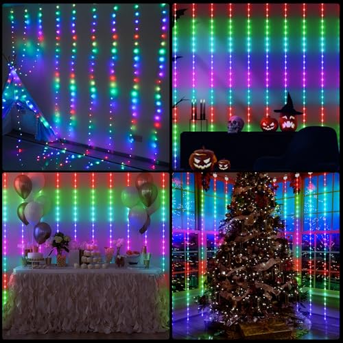 Fairy Curtain Lights - 16-Color Changing String Lights with Remote R5187