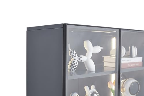 Display Cabinet with Light Strips, 5 Shelves, Glass Door, Floor Standing V67780