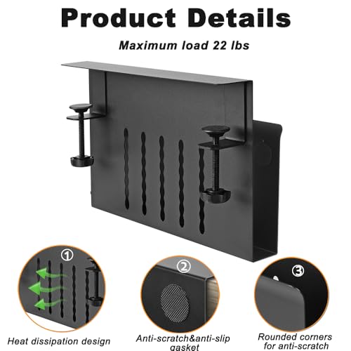 Clamp On Desk Side Organizer with Magnetic Pen Holder for Laptop and Office Use (Black) Q570