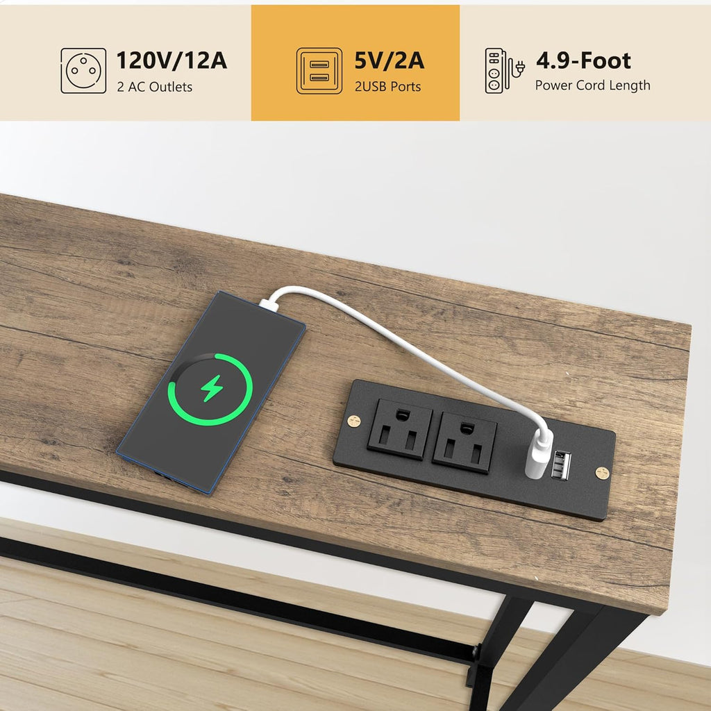70.9" Console Table with Power Outlet and Charging Station E80633