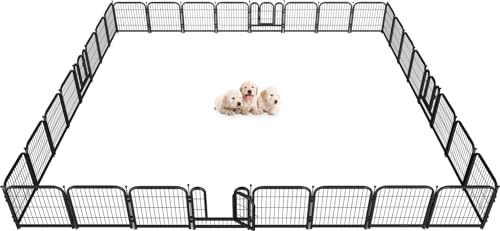 Metal Dog Playpen 40 Inch Height 16 Panels Indoor Outdoor Black-Silver W932257