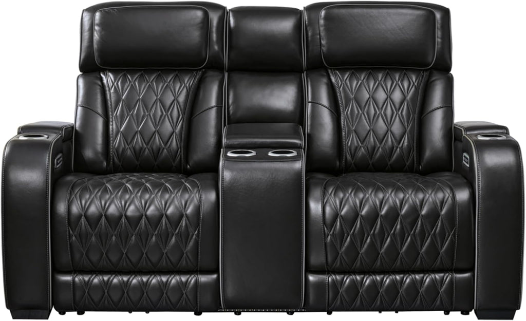 Signature Design by Ashley Boyington Power Reclining Loveseat with Console Love Seats, 75" W x 42" D x 44" H, Black