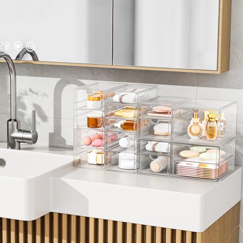 Acrylic Makeup Organizer with 19 Drawers, 4 Pack Clear Storage B90209