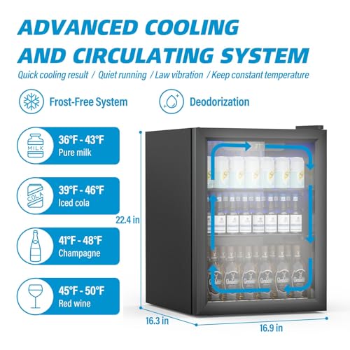 Compact Freestanding Beverage Refrigerator and Skincare Fridge, 0.9 Cu Ft Mini Fridge N768451