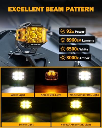 Auxbeam V-MAX Series 72W LED Pod Driving Lights with Amber DRL M188641