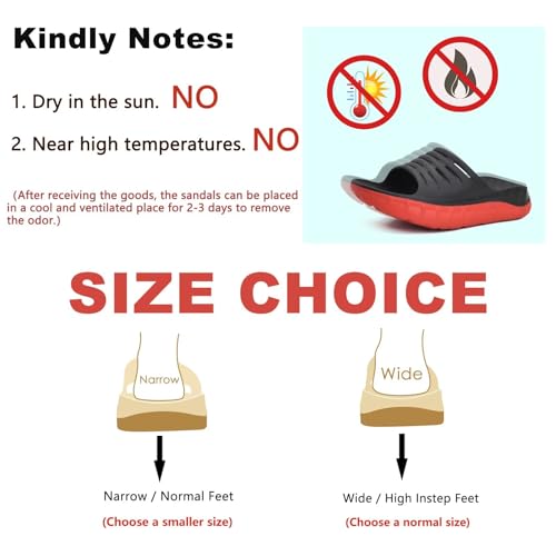 KuaiLu Men's Recovery Sandals Orthotic Cushion Open Toe Sport Slides D332788