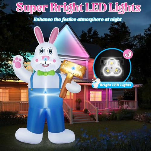 B&D 12FT Giant Christmas Inflatables Snowman Outdoor Decorations with Rotating LED Lights B36000