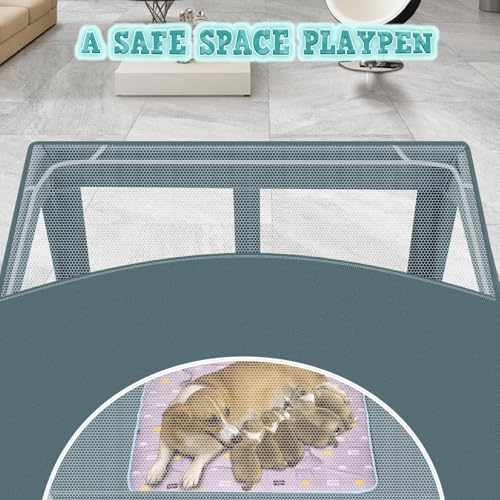 42x42x25.6 Inches Puppy Playpen with Gate for Small Dogs Indoor & Outdoor G192