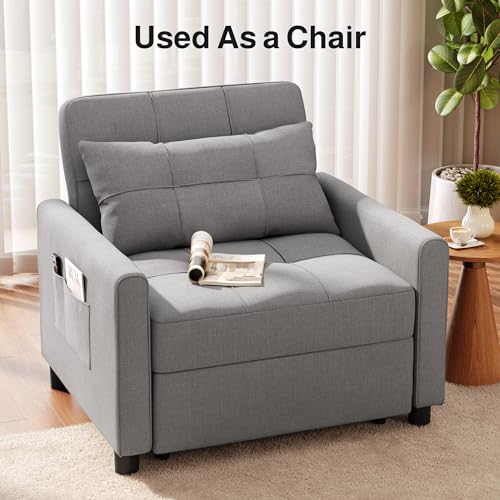 Pink Sleeper Chair, 3-in-1 Convertible Sofa Bed with Adjustable Backrest U62449