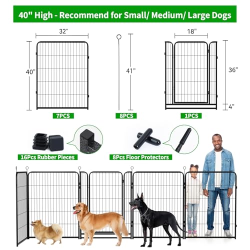 Dog Playpen Outdoor Extra Wide 12 Panels Heavy Duty 40" Height with Doors Portable G77703
