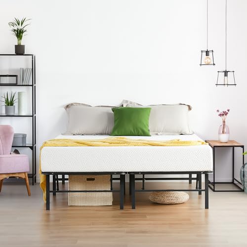 PrimaSleep 18 Inch Heavy Duty Steel Slat Bed Frame, Full, Black P73898
