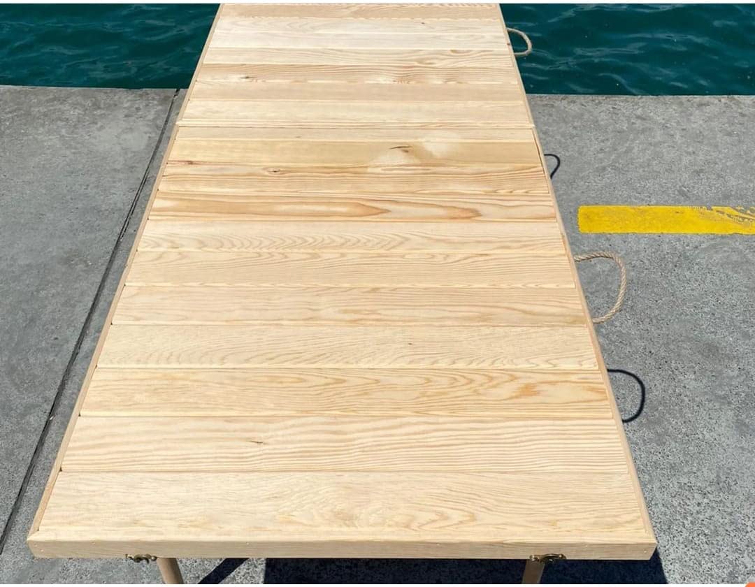 Wood Table for 10 Person, Boho Picnic Table, Foldable Garden Camp Table K95458