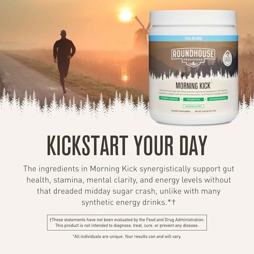 ROUNDHOUSE PROVISION Morning Kick Zero Sugar Greens Superfood Powder, Strawberry Lemonade, 30 Servings Z781093