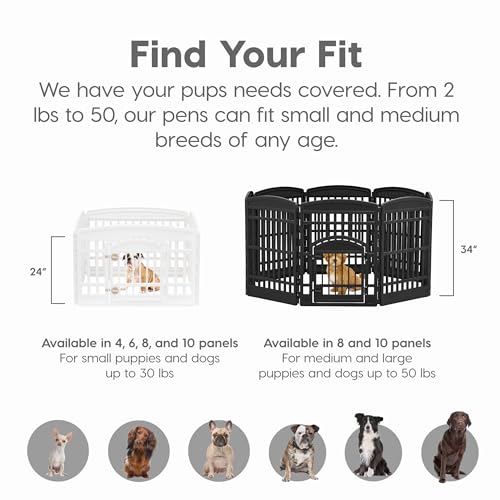 IRIS USA 24" 6-Panel Dog Playpen for Puppies & Small Dogs, Black N28330