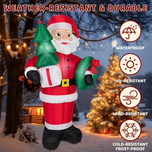 8FT Christmas Inflatables Santa Claus with Christmas Tree, LED Lights, Outdoor Yard Decor B208795