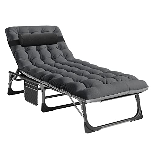 Portable Folding Camping Cot, Adjustable Reclining Chaise with Pillow U54731