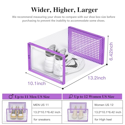 Kuject X-Large Clear Plastic Stackable Shoe Storage Boxes, 12 Pack, Blue Y142131