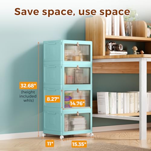 4 Tier Stackable Storage Bins with Lid and Wheels, Grey P84827