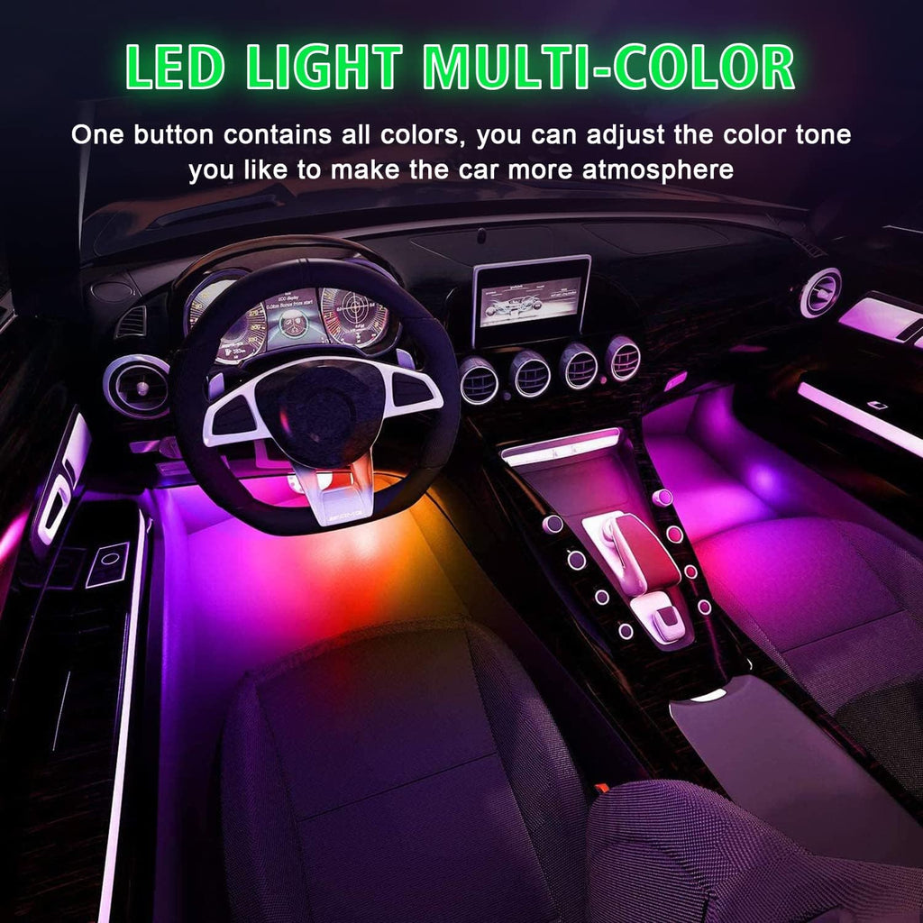 Ouzorp 4 Pcs Mini USB LED Light, RGB Car Interior Lighting with Adjustable Brightness H70931