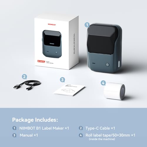 NIIMBOT B1 Label Maker, 2 Inch Bluetooth Thermal Label Printer N79312