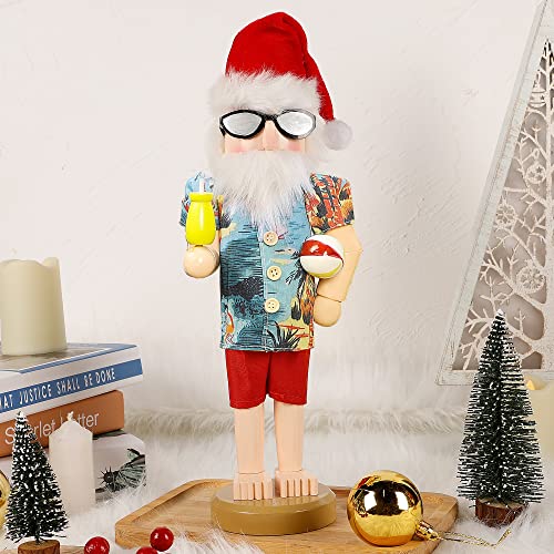 Joliyoou Christmas Nutcracker Figures 14 Inch Wooden Santa in Hawaii Decor C87534
