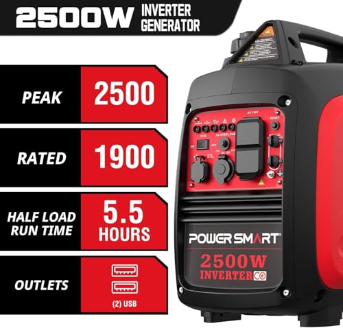 PowerSmart 2500-Watt Gas Powered Portable Inverter Generator, CO Sensor, EPA Compliant M468