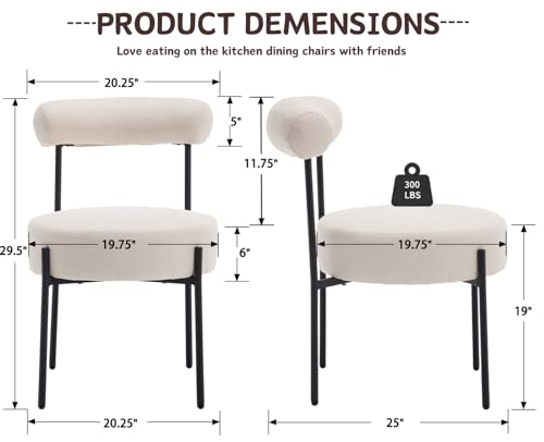 Shunzhi Modern Linen Fabric Upholstered Dining Chairs Set of 2, Beige M62743