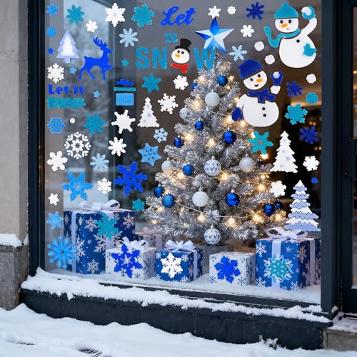 Christmas Window Clings Gel Snowflake Snowman 6-Piece Set F295752