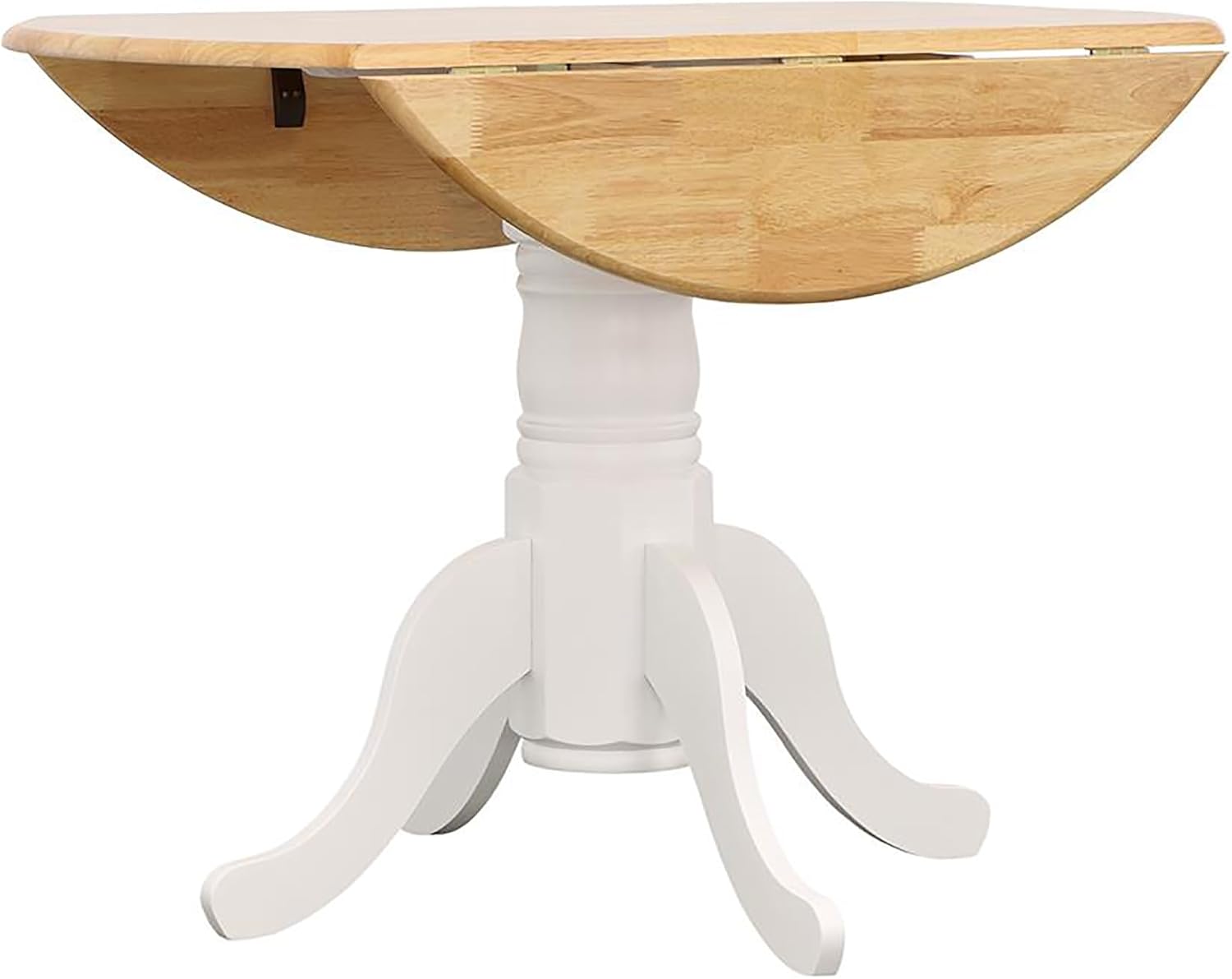 Natural Brown and White Round Drop Leaf Dining Table V2999